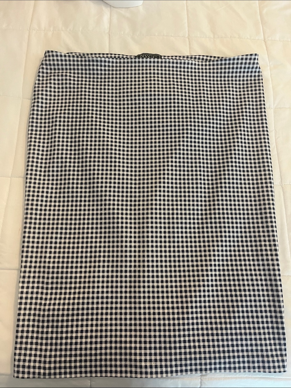 New York & Company Navy and White Gingham Pencil Skirt